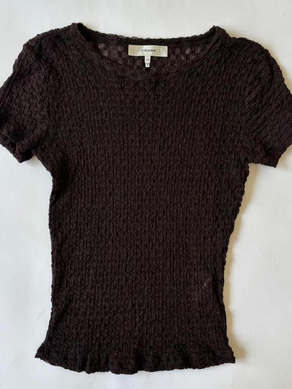 FRAME CHOCOLATE BROWN TEXTURED BABY TEE S